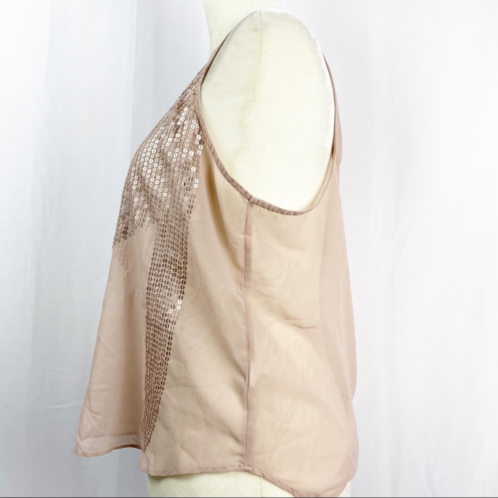 American Eagle Semi Sheer Sequin Zip Top Blouse - Picture 2 of 7